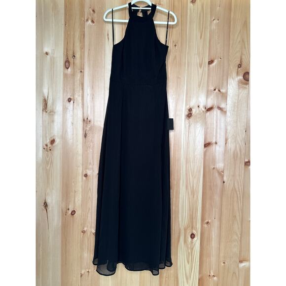 NWT Lulus Confidently Charismatic Black Backless Halter Maxi Dress Wedding Sz L - Picture 2 of 6